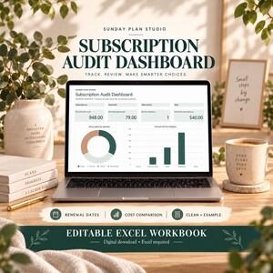 Excel-Tabelle für das Dashboard zur Abonnementprüfung, saubere Vorlage und Beispiel, Einrichtungsanleitung