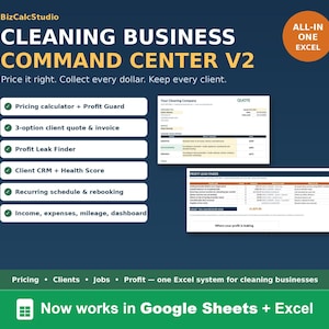 Cleaning Business Command Center V2 | Excel/Sheets Bundle (Digital Download)