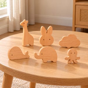 Wooden Animal Drawer Knobs, Cute Cabinet Handles for Kids Room, Nursery Furniture Pulls, Bunny Whale Giraffe Drawer Handle