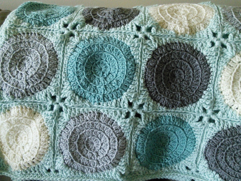 Mint Green Baby Blanket Mod Dot Crocheted Blanket with green Etsy