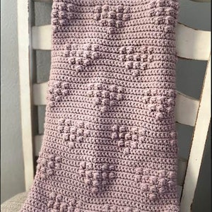 Padrão de crochê para cobertor de mini pompom de coração - SOMENTE PADRÃO