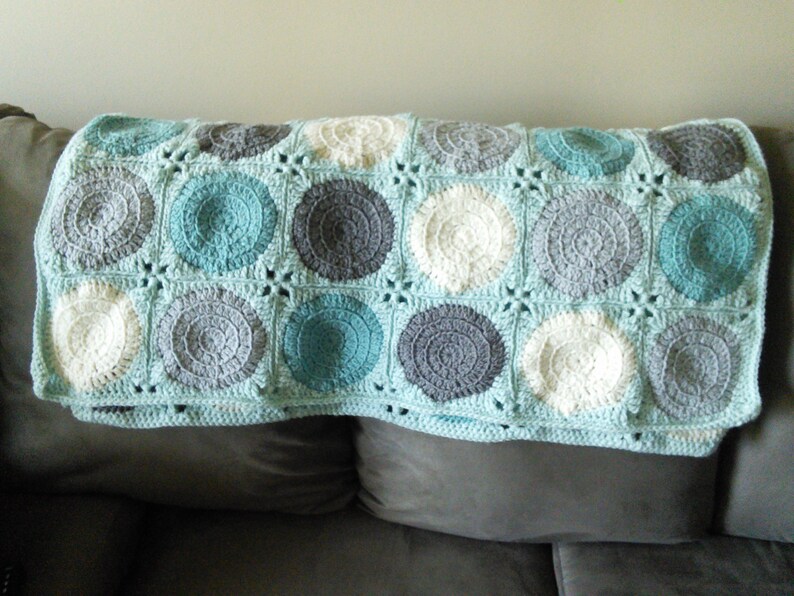 Mint Green Baby Blanket Mod Dot Crocheted Blanket with green Etsy