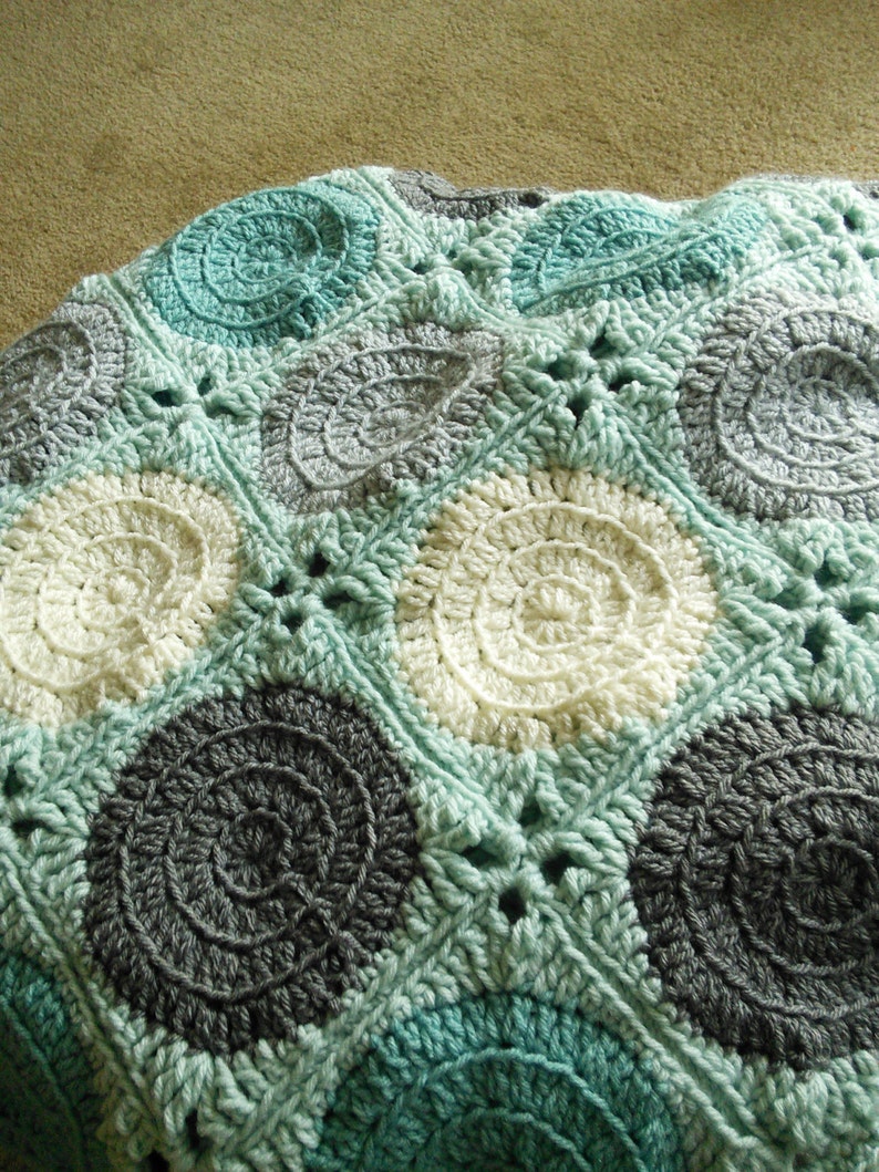 Mint Green Baby Blanket Mod Dot Crocheted Blanket with green Etsy
