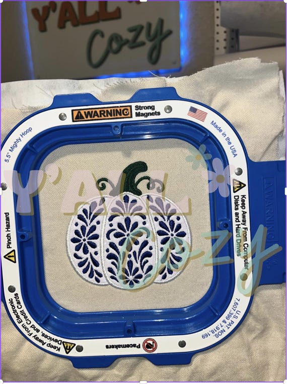 Talavera Pumpkin Appliqué Embroidery Design | Fall Pumpkin Machine Embroidery File | Mexican Halloween Embroidery