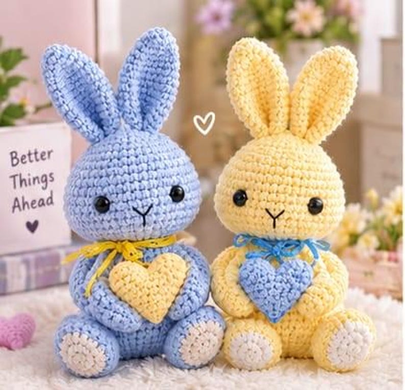 Template Rabbit Heart Easter Amigurumi Bunny Crochet Pattern, Spring Decor Toy (PDF Download ...