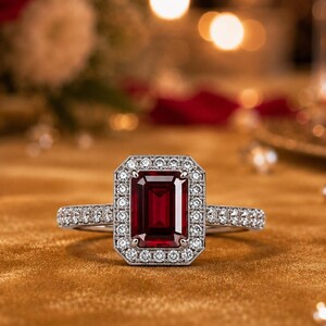 Natural Ruby & Diamond Emerald Cut 2.25 Ct 14k White Gold (IGL Certified) | IMPORT FREE |
