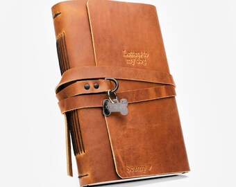 Pet Loss Memorial Journal with Personalized Title Page, Handcrafted Leather Pet Memory Book, Dog or Cat Sympathy Gift, Pet Remembrance Book