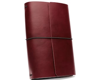A5 Personalized Trifold Leather Journal Cover and Document Organizer