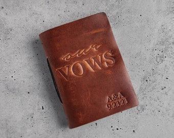 Personalized leather wedding vow books with our vows and custom name, date or initials, Engagement gifts for couples, Rustic wedding theme