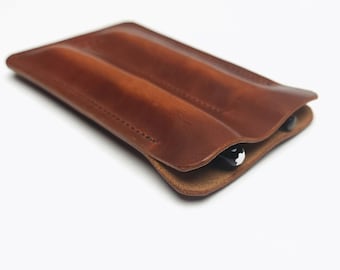 Personalized Leather Two Pen Sleeve - Luxury Pen Case for Fountain Pens, Wide Pen Pouch | Premium Birthday Gift