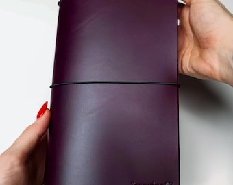 Personalized Trifold Leather Journal Cover - Various sizes: A6, A5, B5, A4 (Cover only) Travel Document Organizer