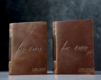 His Vows or Her Vows Books, Leather Vows Book ,Custom Vows Booklet - 1st Anniversary Gift for Husband