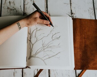 Leather Sketchbook, Leather Journal Notebook