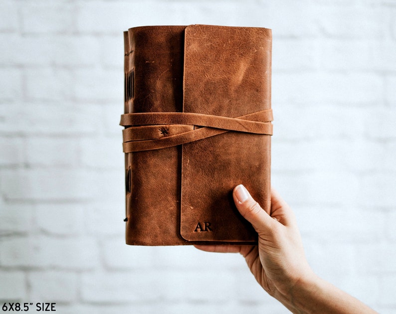 Monogram Sketchbook Lined Journal for Men Large Leather Journal Leather Journal Personalized Writing Journal Handbound Journal
