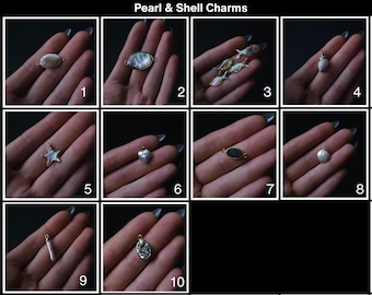 Journal charms / Journal Jewelry, pearls and shells