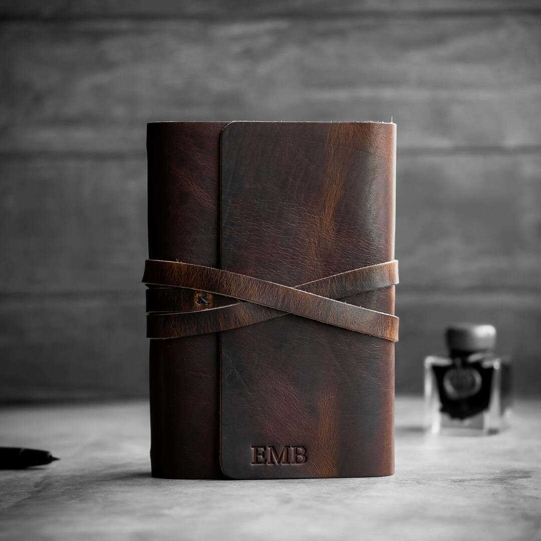 REFILLABLE Personalized Leather Journal Cover or Leather Notebook Cover ...