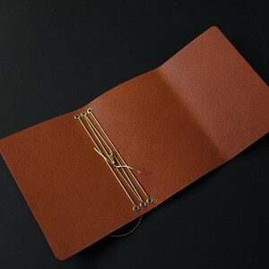 Forest Nine Trifold Leather Journal Cover - Oxblood/burgundy & Gold elastics and Grommets - ONE cover only image 19
