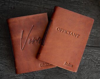 Personalized Leather Vow Books, Officiant Book for Wedding Ceremony - Wedding Gift / Officiant Gift  - Set or Individual Wedding Book