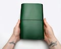 Trifold leather journal for Pocket, A6, B6, A5, Standard, B5 or A4 inserts - Personalized Travel Notebook Cover with Name or Initials product logo