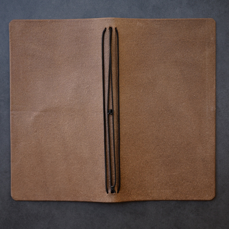 Refillable Leather Journal or Notebook / Leather sketchbook Travel Notebook Cover with Lined, Blank or Dot Pages image 6