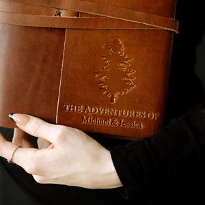 The Adventures Of - Personalized Leather Photo Book or Journal with Tree and Custom Initials, Names or Date, Wedding Gift Ideas