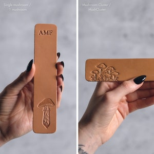 Mushroom Personalised Leather Bookmark