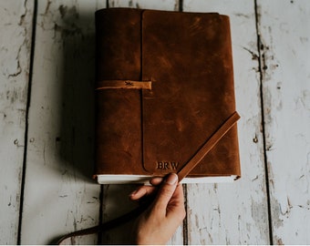 Large leather Journal - Leather artists journal / rustic wedding guestbook / gifts for her / gifts for him | Personalized Dad Gift