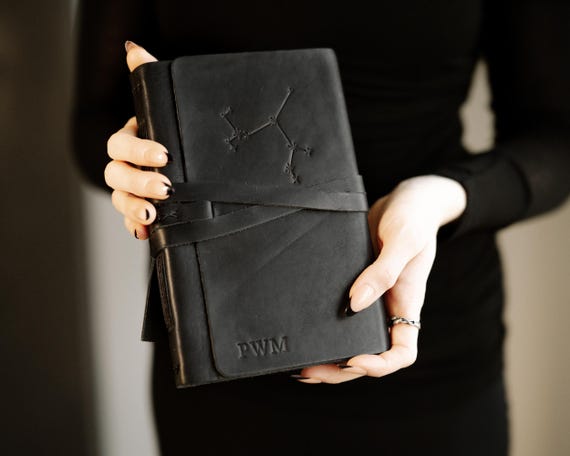 Zodiac Constellation Notebook Lined or Blank - Personalized Leather Journal or Handmade Sketchbook - Gemini Gift Idea for Birthday