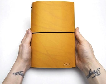 Personalized Leather Trifold Journal Cover: Refillable Travel Notebook, A6 A5 B6 Sizes | Document Organizer