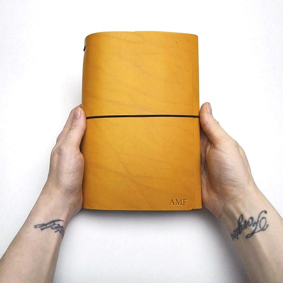 Personalized Leather Trifold Journal Cover: Refillable Travel Notebook, A6 A5 B6 Sizes
