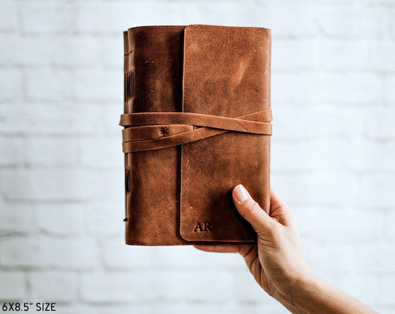 Handmade Leather Journal, Leather Sketchbook, Lined Leather