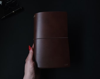 Forest Nine Trifold Leather Journal Cover - choose your size and color | Travel Document Organizer