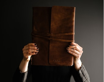 Très grand journal, journal relié à la main, cadeau personnalisé pour elle, cadeau d'artiste pour femme, carnet de croquis en cuir, livre des ombres