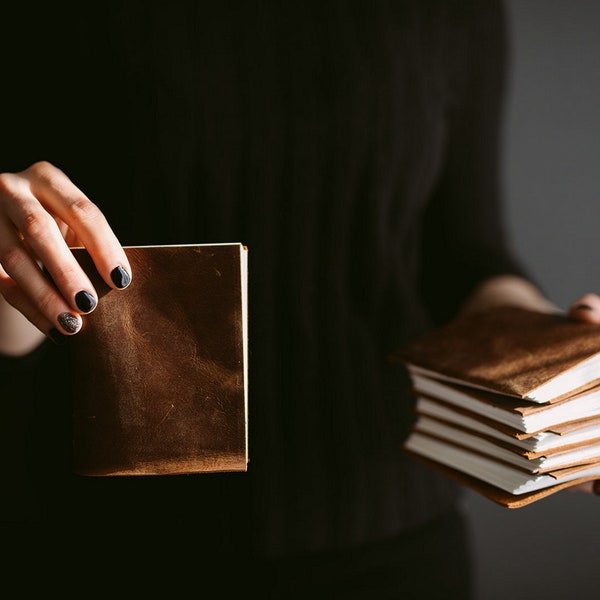 Pocket notebook, Mini leather journal, small sketchbook, pocket journal, pocket book. personalized leather journal, Custom man journal (ONE)