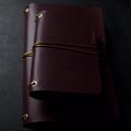 Trifold Leather Journal Cover - Oxblood/burgundy & Gold elastics and Grommets - ONE cover only product logo