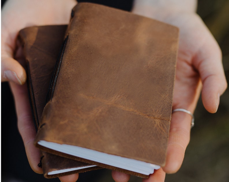 Pocket notebook, Mini leather journal, small sketchbook, pocket journal, pocket book. personalized leather journal, Custom man journal ONE image 7