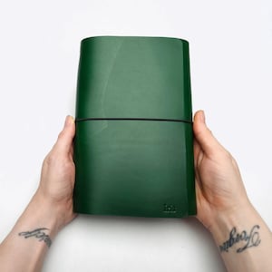 Trifold leather journal for Pocket, A6, B6, A5, Standard, B5 or A4 inserts - Personalized Travel Notebook Cover with Name or Initials