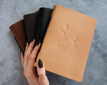 Zodiac Constellation Birth Month Gift for Sister - Personalized Journal or Mini Leather Notebook / Cute Pocket Journal - Christmas Gift