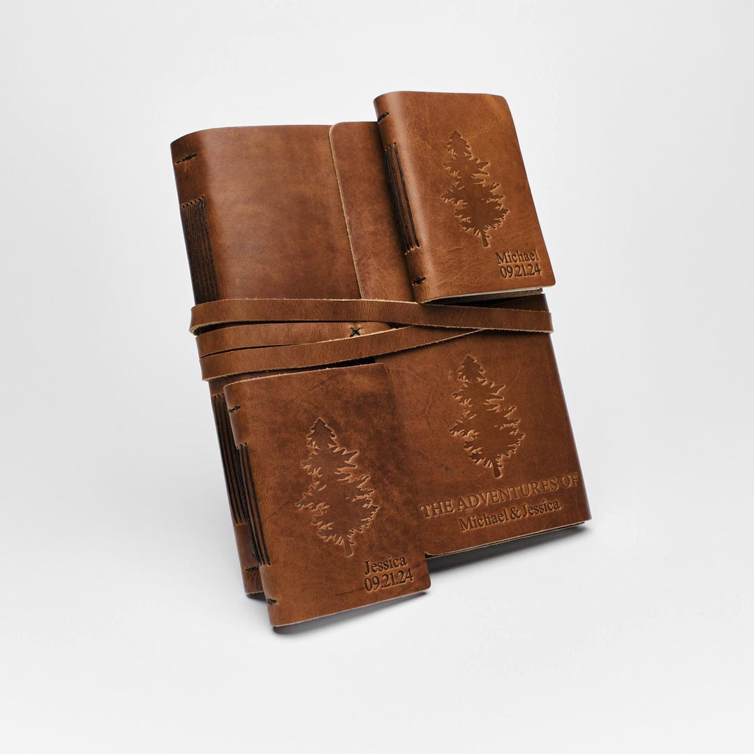 Custom Leather Wedding Guest Book and Vow Books Set ; the Adventures of ...