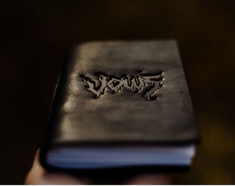 ONE Alternative wedding vow book, Personalized leather vows, Gothic wedding, black wedding vow book, goth vow book