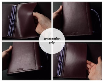 Leather journal pocket - Hand sewn (journal cover not included)