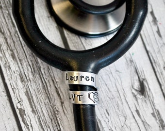 Stethoscope ID Tag, Stethoscope ID Ring, Stethoscope Charm, Stethoscope Name Tag, Nurse Gift, Doctor Gift, Personalized Name Tag, Smth STY2