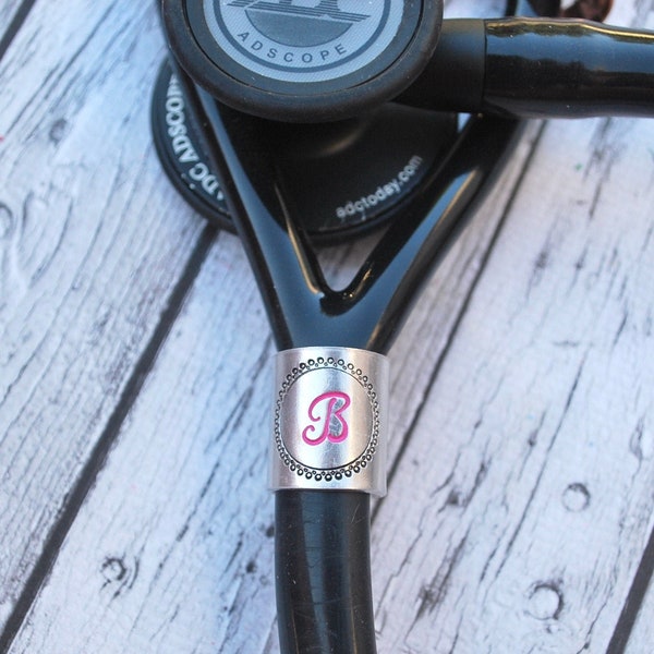 Stethoscope Charm, Stethoscope ID, Stethoscope ID Tag, Wide Stethoscope ID Ring, Nurse Gift Doctor Gift,  Personalized Stethoscope Ring 3/4"