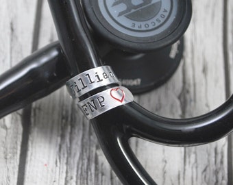 Stethoscope ID Tag, Stethoscope ID Ring, Stethoscope Charm, Stethoscope Name Tag, Nurse Gift, Doctor Gift, Personalized Name Tag, Smth STY2