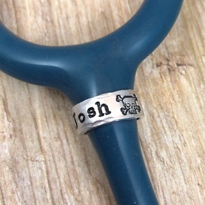 Stethoscope ID Tag, Stethoscope ID Band, Wide Stethoscope ID Ring, Male Nurse Gift, Doctor Gift, Personalized Stethoscope Charm
