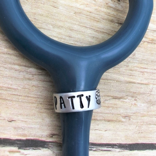 Stethoscope ID Ring,  Stethoscope Charm, Nurse Gift, Stethoscope Accessory, Medical Gift, Littmann Name Tag, Free Shipping