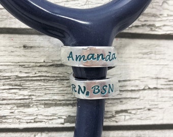 Stethoscope ID Tag, Stethoscope ID Ring, Nurse Gift, Doctor Gift, Personalized Stethoscope Name Tag, Respiratory Therapist Gift STY1