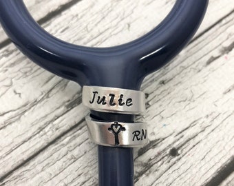 Stethoscope ID Tag, Stethoscope ID Ring, Nurse Gift, Personalized Stethoscope Name Tag, Respiratory Therapist Gift, Medical Gift STY3