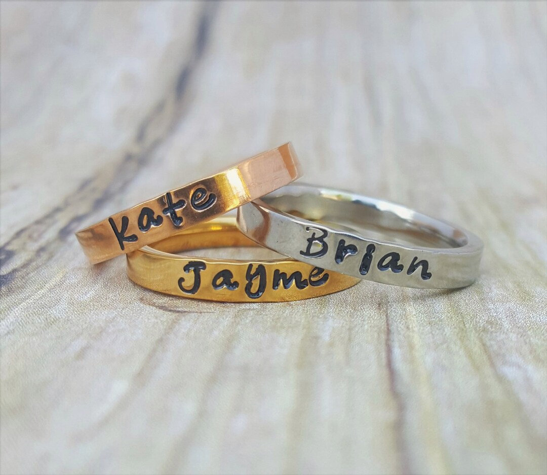 Silver Gold Rose Gold Stacking Name Ring Stackable Mother - Etsy