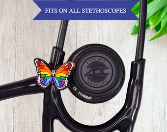 Stethoscope Charm, Stethoscope Tag Accessory, Gift for Nurse, Stethoscope Bling Charm, Stethoscope Cuff, Nurse Accessory, Butterfly